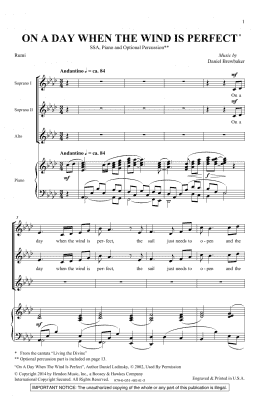 page one of On A Day When The Wind Is Perfect (SSA Choir)