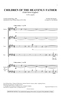 page one of Children Of The Heavenly Father (SATB Choir)