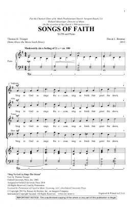 page one of Songs Of Faith (SATB Choir)