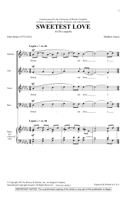 page one of Sweetest Love (SATB Choir)