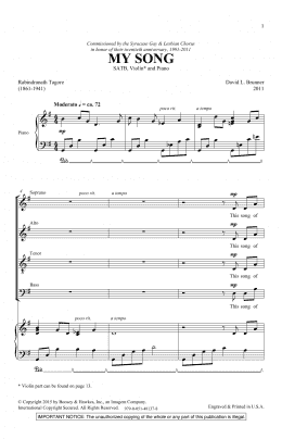page one of My Song (SATB Choir)