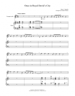page one of Once In Royal David's City (Trumpet and Piano)