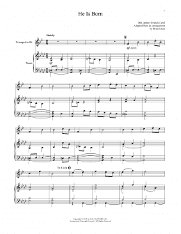 page one of He Is Born (Trumpet and Piano)