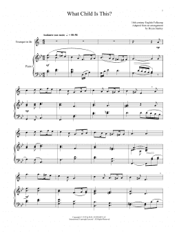 page one of What Child Is This? (Trumpet and Piano)