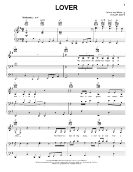 page one of Lover (Piano, Vocal & Guitar Chords (Right-Hand Melody))