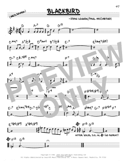 page one of Blackbird (Real Book – Melody & Chords)
