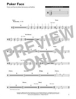 page one of Poker Face (Drum Chart)
