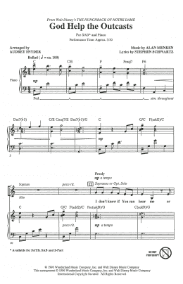 page one of God Help The Outcasts (from The Hunchback Of Notre Dame) (arr. Audrey Snyder) (SAB Choir)