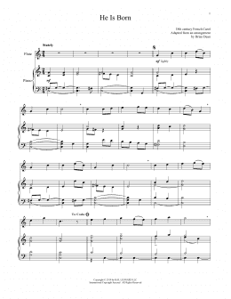 page one of He Is Born (Flute and Piano)