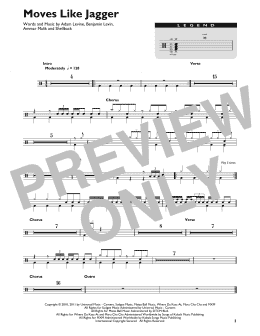 page one of Moves Like Jagger (feat. Christina Aguilera) (Drum Chart)