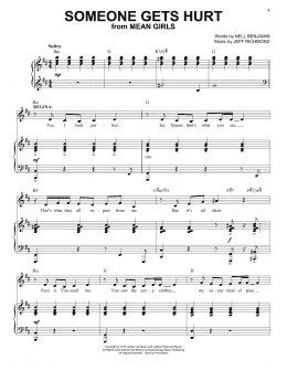 page one of Someone Gets Hurt (from Mean Girls: The Broadway Musical) (Piano & Vocal)