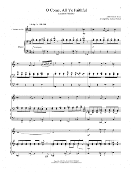 page one of O Come, All Ye Faithful (Clarinet and Piano)