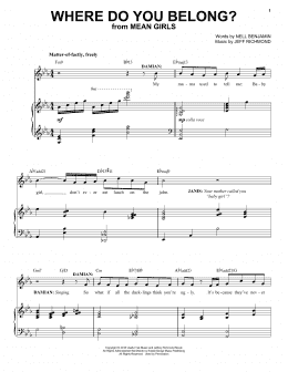 page one of Where Do You Belong? (from Mean Girls: The Broadway Musical) (Piano & Vocal)