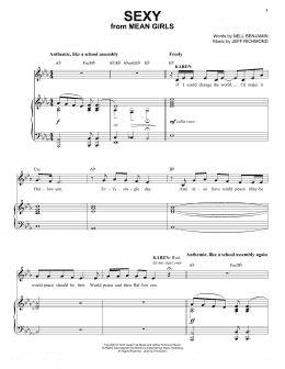 page one of Sexy (from Mean Girls: The Broadway Musical) (Piano & Vocal)