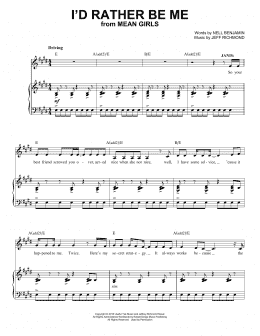 page one of I'd Rather Be Me (from Mean Girls: The Broadway Musical) (Piano & Vocal)