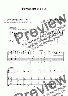 page one of PERSONENT HODIE (On this day earth shall ring) - Christmas Hymn