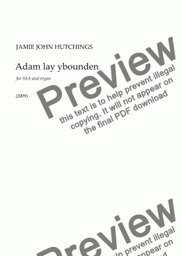 page one of Adam lay ybounden [for SSA & organ]