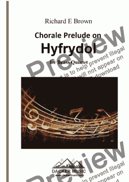 page one of Chorale Prelude on Hyfrydol - brass quintet