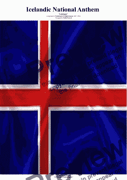page one of Icelandic National Anthem  ("Ó Guð vors lands") for Symphony Orchestra