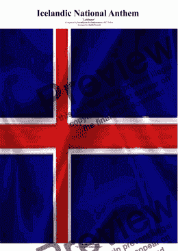 page one of Icelandic National Anthem  ("Ó Guð vors lands") for Symphony Orchestra