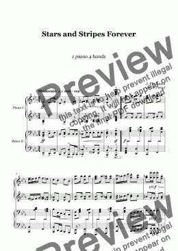 page one of SOUSA - Stars and Stripes Forever - piano 4 hands, score and parts