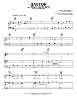 page one of Gaston (from Beauty And The Beast) (2017) (Piano, Vocal & Guitar Chords (Right-Hand Melody))