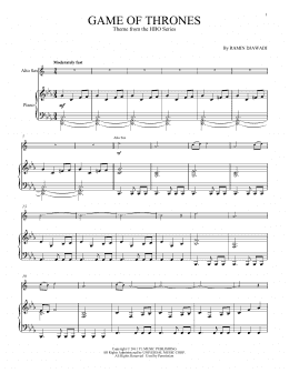page one of Game Of Thrones (Alto Sax and Piano)