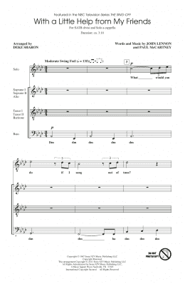 page one of With A Little Help From My Friends (from The Sing-Off) (arr. Deke Sharon) (SATB Choir)