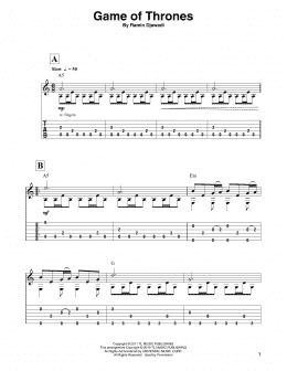 page one of Game Of Thrones (Solo Guitar)
