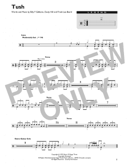 page one of Tush (Drum Chart)