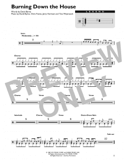 page one of Burning Down The House (Drum Chart)