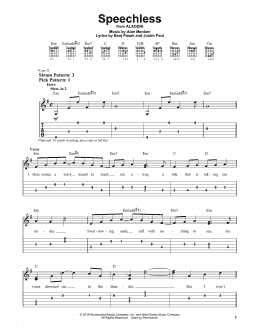 page one of Speechless (from Disney's Aladdin) (Easy Guitar Tab)