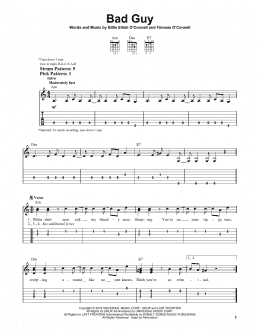 page one of bad guy (Easy Guitar Tab)