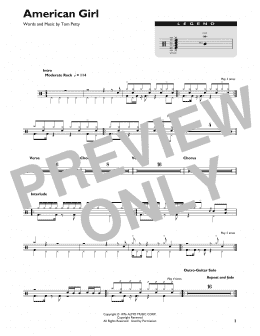 page one of American Girl (Drum Chart)