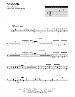 page one of Smooth (feat. Rob Thomas) (Drum Chart)