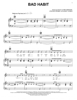 page one of Bad Habit (Piano, Vocal & Guitar Chords (Right-Hand Melody))