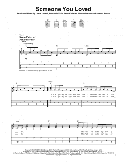 page one of Someone You Loved (Easy Guitar Tab)