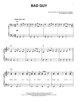 page one of bad guy (Easy Piano)