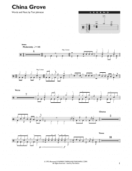 page one of China Grove (Drum Chart)