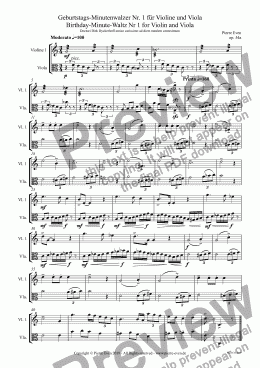page one of Birthday-Minute-Waltz Nr 1 for Violin and Viola