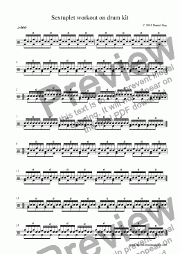 page one of Sextuplet workout on drum kit