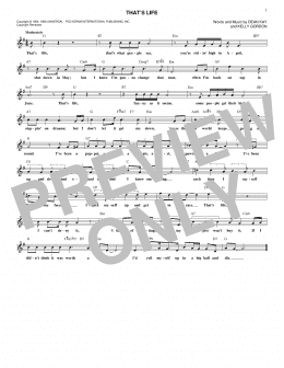 page one of That's Life (Lead Sheet / Fake Book)