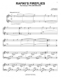 page one of Rafiki's Fireflies (from The Lion King 2019) (Piano Solo)