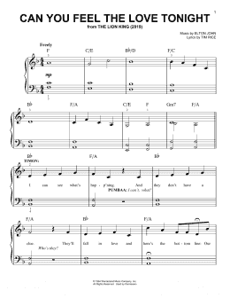 page one of Can You Feel The Love Tonight (from The Lion King 2019) (Easy Piano)