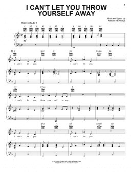 page one of I Can't Let You Throw Yourself Away (from Toy Story 4) (Piano, Vocal & Guitar Chords (Right-Hand Melody))