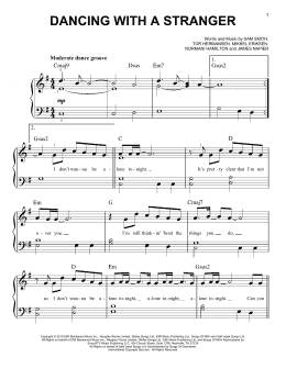 page one of Dancing With A Stranger (Easy Piano)