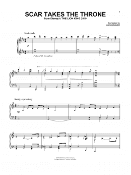 page one of Scar Takes The Throne (from The Lion King 2019) (Piano Solo)