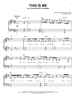 page one of This Is Me (from The Greatest Showman) (Very Easy Piano)