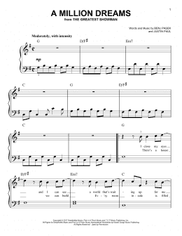 page one of A Million Dreams (from The Greatest Showman) (Very Easy Piano)