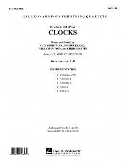 page one of Clocks - Full Score (String Quartet)